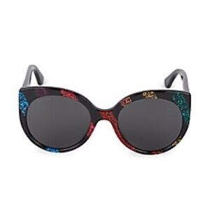 GUCCI GG0325S 55mm Glittter Rainbow Acetate Round Cat-eye Sunglasses